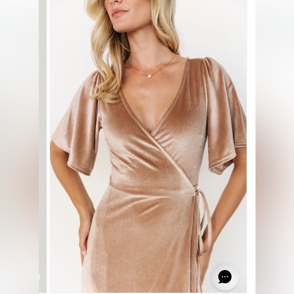 Baltic Born Meghan Velvet True Wrap Maxi Dress Formal Bridesmaid in Champagne - Picture 2 of 16
